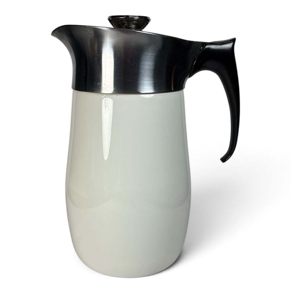 Vtg Corning Centura Solid White 9 Cup Stovetop Percolator Coffee Pot Complete